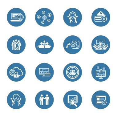 Düz tasarım iş Icons Set.