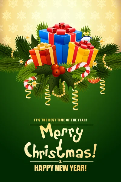 Boże Narodzenie kartkę z życzeniami. Wesołych Świąt Bożego Narodzenia napis. — Wektor stockowy