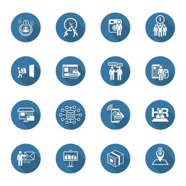 Düz tasarım iş Icons Set.