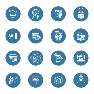Düz tasarım iş Icons Set.