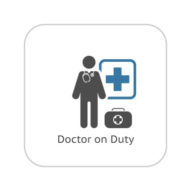 Doktor görev simgesini. Düz tasarım.