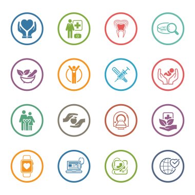 Medical and Health Care Icons Set. Flat Design. clipart