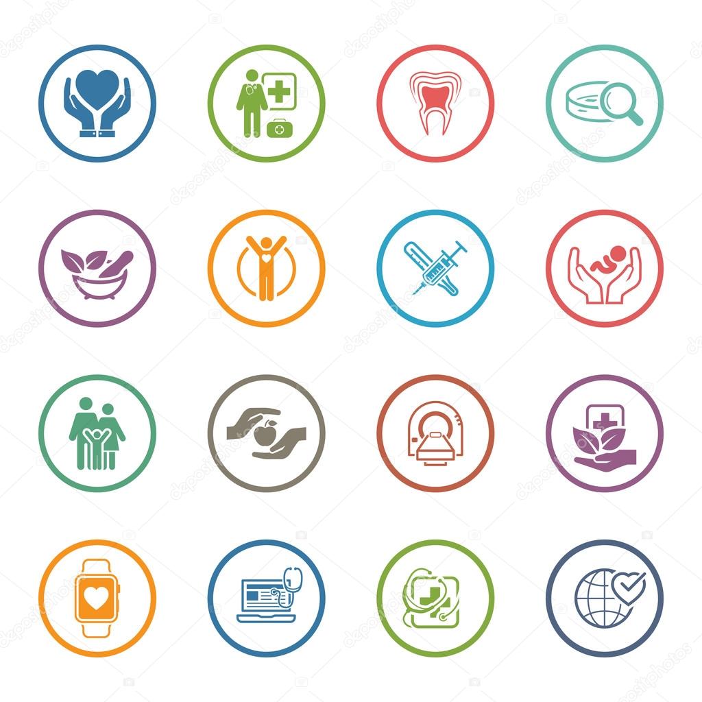 Medical and Health Care Icons Set. Flat Design.