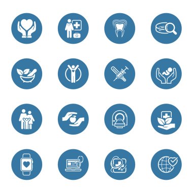 Medical and Health Care Icons Set. Flat Design. clipart