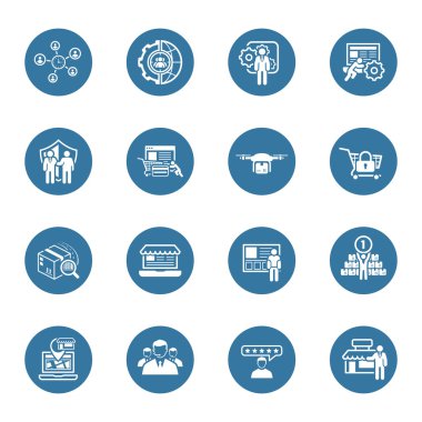 Düz tasarım iş Icons Set.
