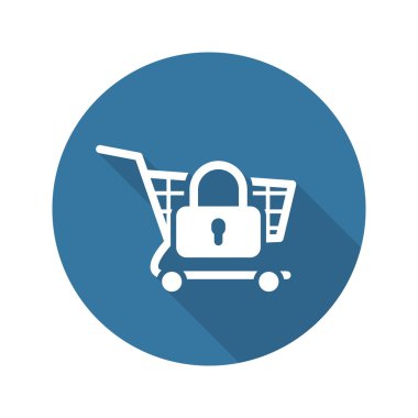 Güvenli alışveriş simgesi. Düz tasarım.