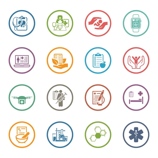 Medische en gezondheidszorg Icons Set. Platte ontwerp. — Stockvector