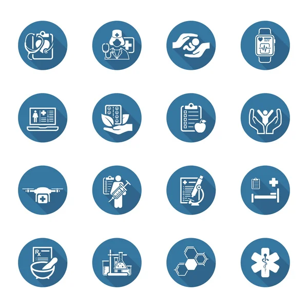 Medische en gezondheidszorg Icons Set. Platte ontwerp. — Stockvector