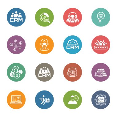 Düz tasarım iş Icons Set.