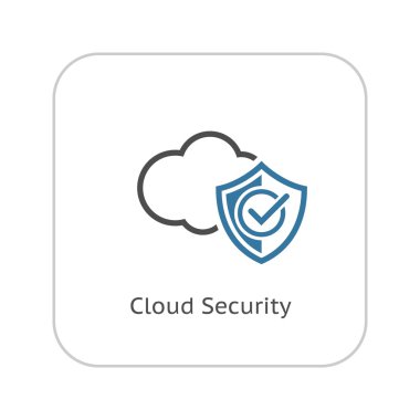 Bulut güvenlik simgesi. Düz tasarım.