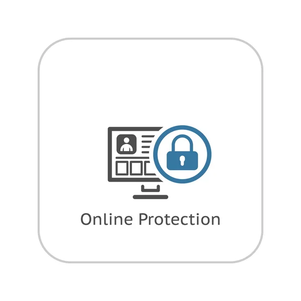 Ikona ochrony online. Płaska konstrukcja. — Wektor stockowy