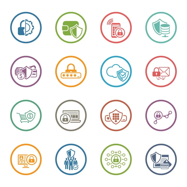 Düz tasarım koruma ve güvenlik Icons Set.