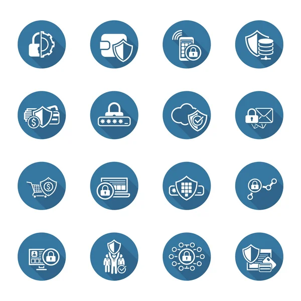 Düz tasarım koruma ve güvenlik Icons Set.