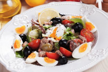 Salad Nicoise with eggs and tuna clipart
