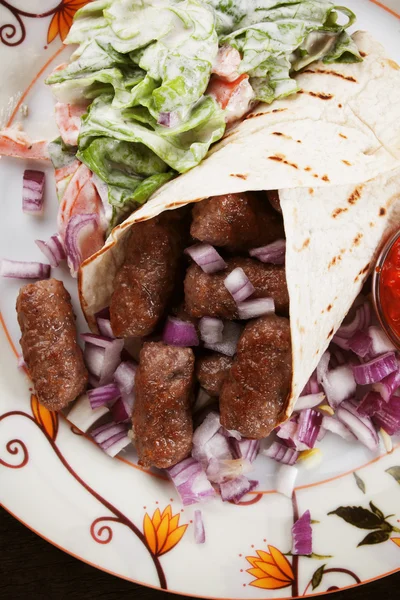 Cevapcici, bosnian minced meat kebab — Stock Photo, Image