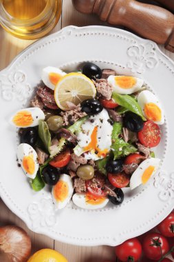 Salad Nicoise with eggs and tuna clipart