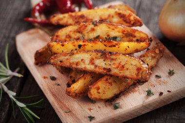 Baharatlı patates dilimleri