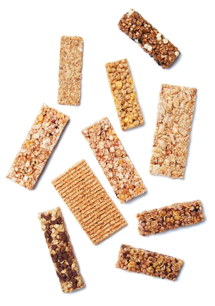 Granola barer isolerad på vit bakgrund — Stockfoto