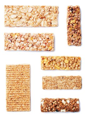 granola barlar üzerinde beyaz izole