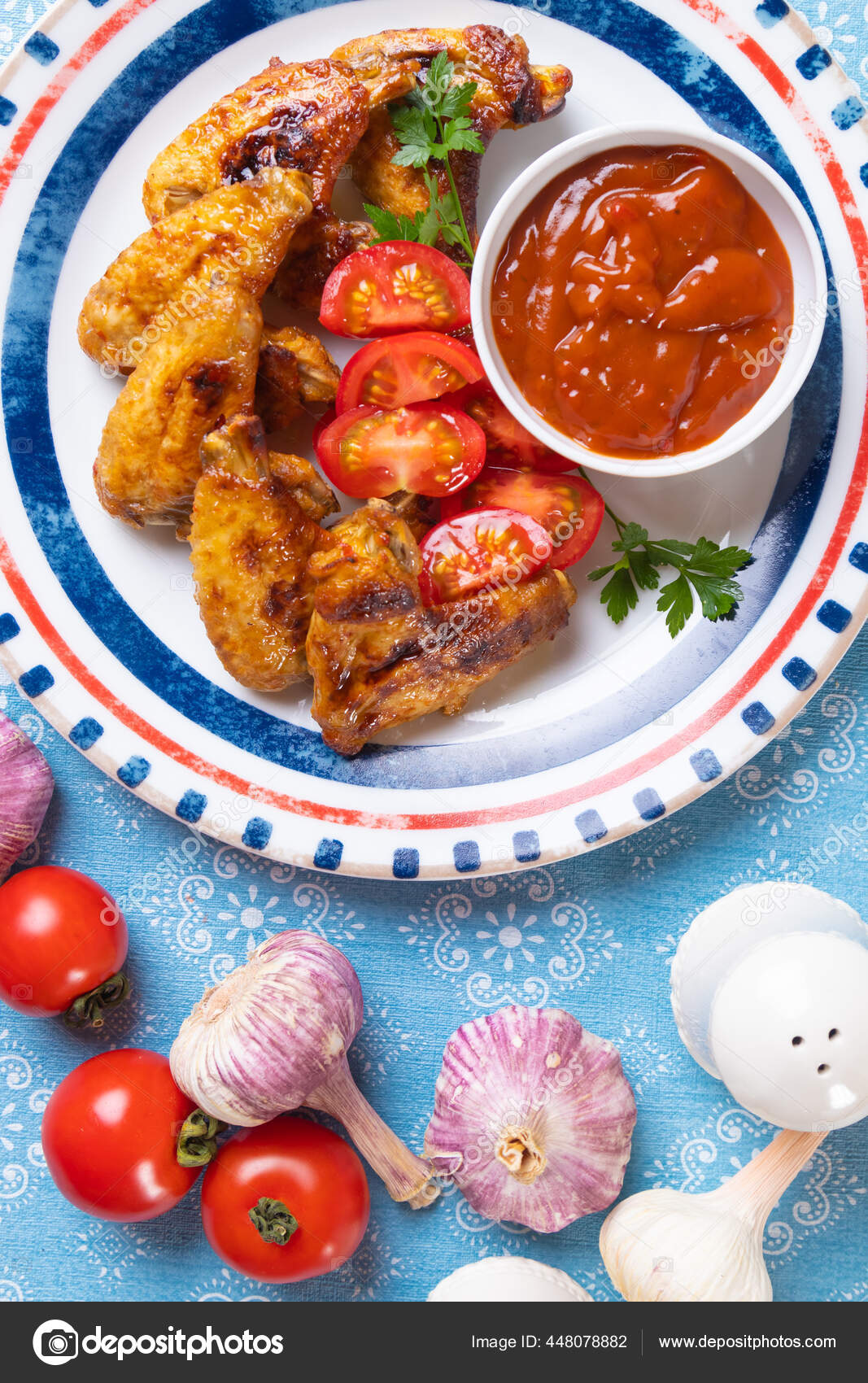 Grilled Roasted Spicy Chicken Wings Bbq Sauce Stock Photo by