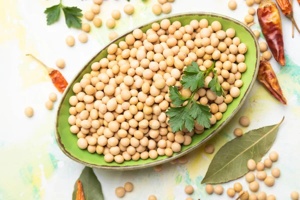 Bowl Dried Soy Beans Popular Food Ingredient — Stock Photo, Image