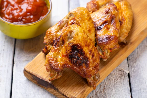 Grilled Roasted Spicy Chicken Wings Bbq Sauce — Stock Photo, Image