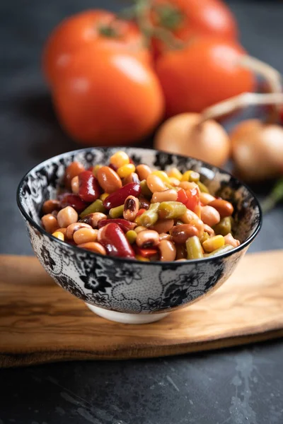 Ensalada Mixta Frijoles Comida Vegetariana Saludable Nutritiva —  Fotos de Stock