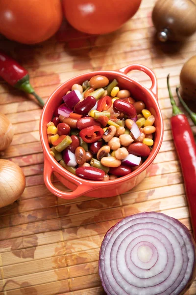 Mixed Beans Salad Healthy Nutritive Vegetarian Meal — Stock Photo, Image