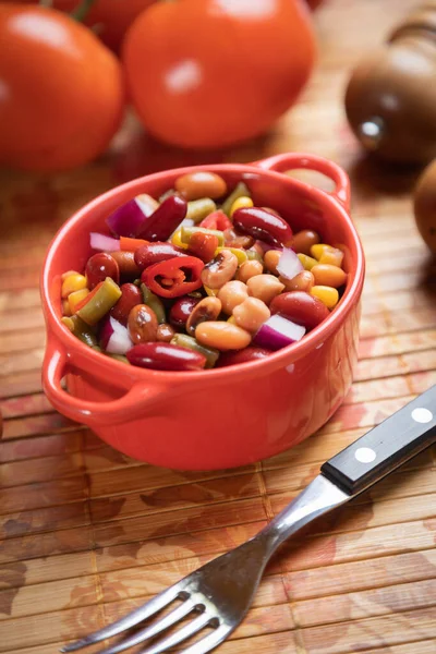 Ensalada Mixta Frijoles Comida Vegetariana Saludable Nutritiva — Foto de Stock