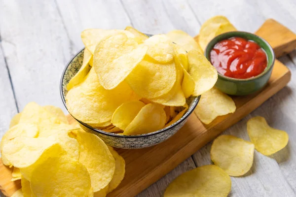 Batatas Fritas Batatas Fritas Lanche Salgado Popular Servido Tigela — Fotografia de Stock