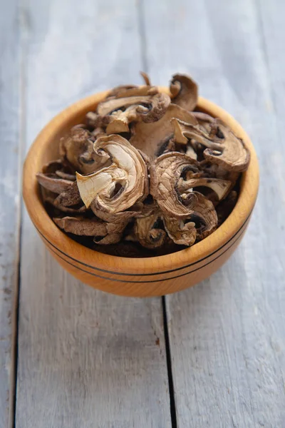 Cogumelos Botão Seco Ingrediente Alimentar Saudável Usado Como Tempero Culinária — Fotografia de Stock