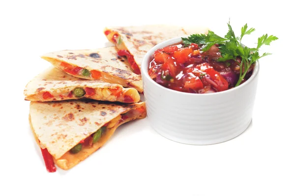 Quesadillas with cheese and vegetables — Stock Photo, Image