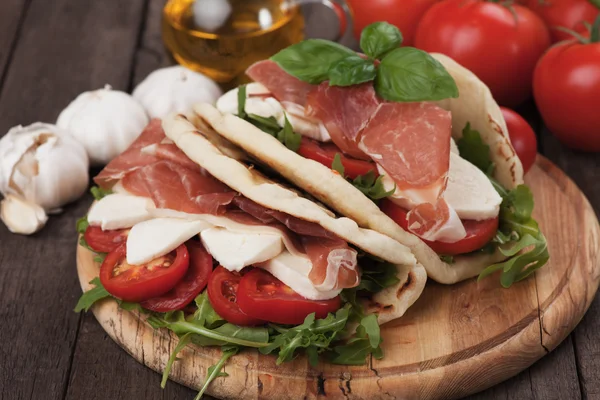 stock image Piadina romagnola, italian flatbread sandwich