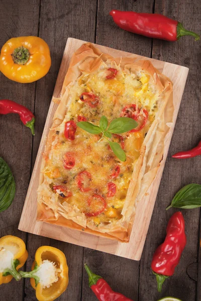 Phyllo pastry pizza — Stock Photo, Image