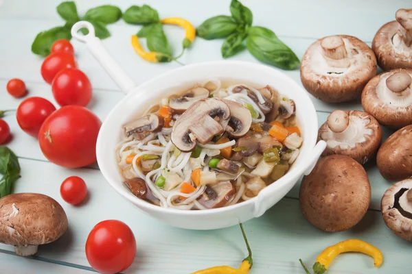 Clear mushroom soup — Stock Photo, Image
