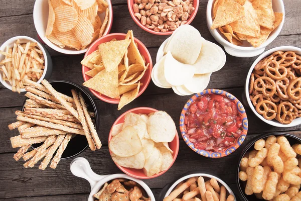 Salty snacks — Stock Photo, Image