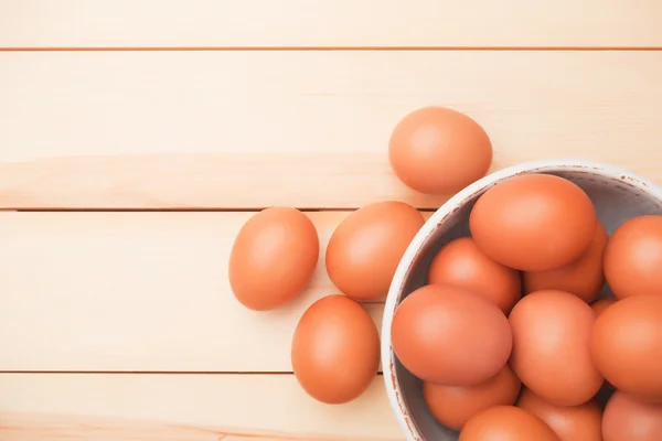 Bowl of chicken eggs — Stock Photo, Image