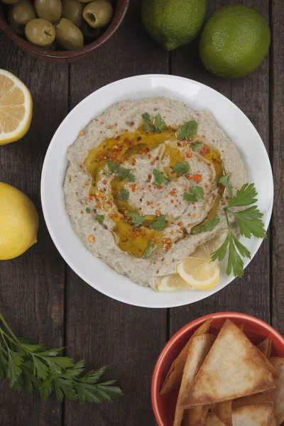 Baba ghanoush, danie Lewantyńskim bakłażan — Zdjęcie stockowe