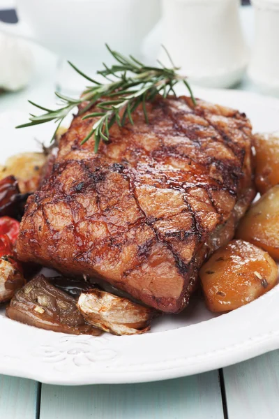 Roasted bacon with spicy tomato — Stock Photo, Image