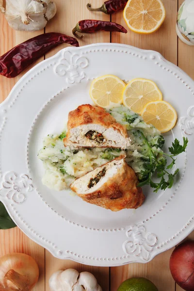 Chicken Kiev with mashed potato — Stock Photo, Image