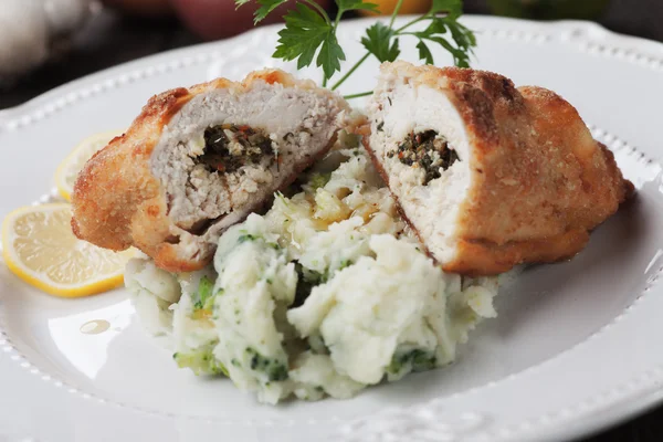 Chicken Kiev with mashed potato — Stock Photo, Image