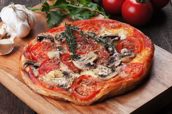 Puff pastry pizza or pie — Stock Photo, Image