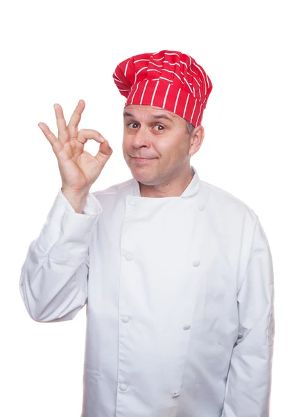 Smiling chef showing ok sign — Stock Photo, Image