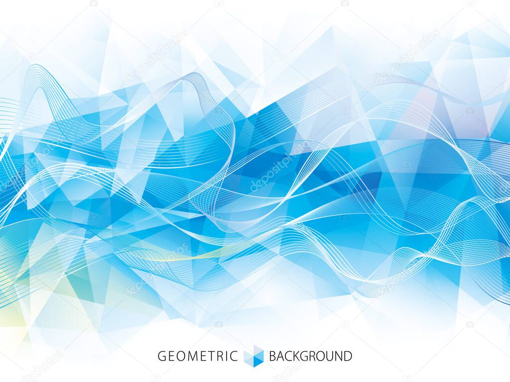 Geometric polygonal pattern with wave lines abstract modern background design.
