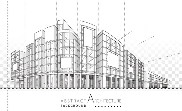 Architektura Budowa Perspektywa Projektowa Abstrakcyjny Rysunek Nowoczesnej Linii Zabudowy Miejskiej Ilustracja Stockowa