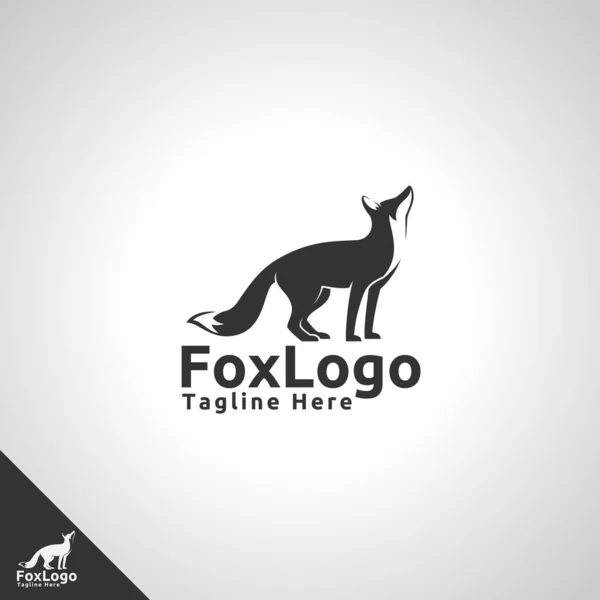 Logo Fox Con Estilo Silueta Zorro Mirando Hacia Arriba Apariencia — Vector de stock