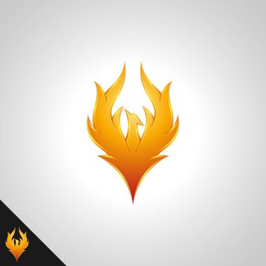 3D Altın Ateş Konsepti ile Phoenix Sembolü