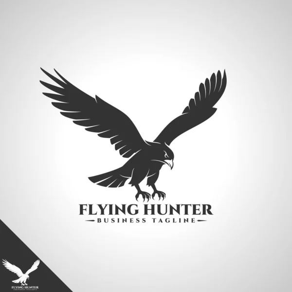 Logo Eagle Avec Concept Chasseur Volant — Image vectorielle