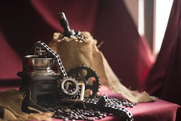 Coffee grinder with engine objects — Stock Photo, Image