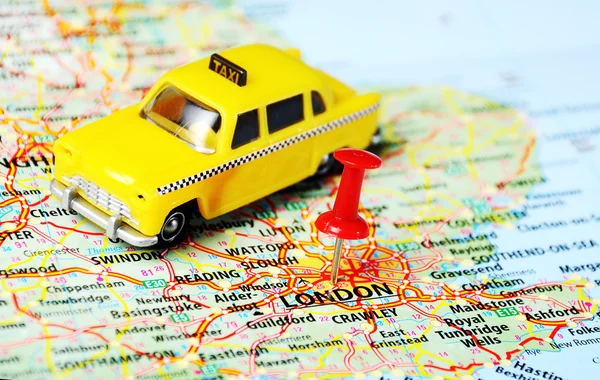 London, Wielka Brytania mapa pin taksówką Obraz Stockowy